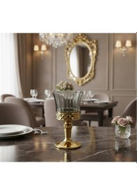 Resim Rova Tr Premium Honey Titanyum Işıltılı Ayaklı Küçük Kahve Yanı Kadeh Seti - 6 Adet Altın 