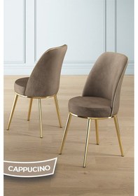 Resim Canisa Pale Serisi 80x132 Açılabilir Siyah Mermer Desen Mutfak Masa Takımı 6 Cappucino Sandalye Gold Detay Masa Siyah Mermer Sandalye Capppucino Gold Ayak 