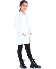 Resim Tülü Akkoç Kız Çocuk Doktor Önlüğü Beyaz 
