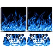 Resim KT Decor Mavi Alevler Playstation 4 Full Sticker Kaplama Seti 