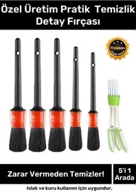 Resim Premium Seri Pratik Islak Kuru Otomobil Oto Araç Araba Klima Temizlik Detay Fırçası 5+1 Set 