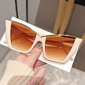 Resim Vintage Cat Eye Moda Gözlükleri - Altın Kenar Tasarımı, Erkekler ve Kadınlar İçin Zarif Retro Stil, Hafif Plastik Çerçeve ve Polikarbonik Lensler, Modaya Uygun Dekor İçin Mükemmel 