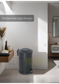 Resim Jet's Home Pedallı Banyo Çöp Kovası Paslanmaz 16 Lt Mutfak Çöp Kutusu Siyah Siyah 