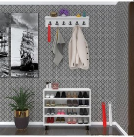 Resim Kenzlife Ayakkabılık Galoş4 Cvzbyz 53 080 32 Kapaklı 4 Raflı 16 Çift Ayakkabı Kapasitesi Ahşap 