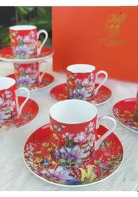 Resim Joy Carmen Botanica Red 6 Kişilik Fincan Takımı Kırmızı Kirmızı 