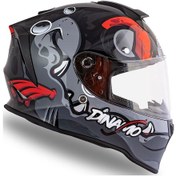 Resim Dinamo Fishuga Siyah-kırmızı-gri Kask C2 Mat Siyah 