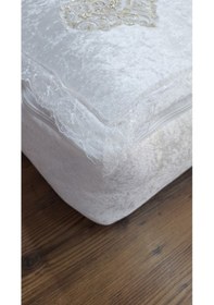 Resim Nergis Kadife 3'lü 60x40/40x40/30x35 Dantelli Hurç Seti Çeyizlik Nişan Düğün Gelin Bohçası Beyaz 