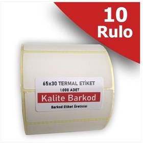 Resim 65x30 Termal Etiket | 10 Rulo Barkod Etiketi 