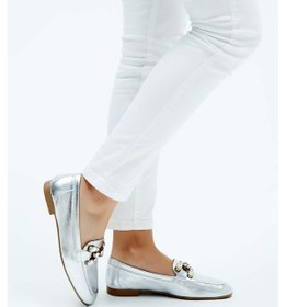 Resim Tamer Tanca Kadın Hakiki Deri Gri Loafer Ayakkabı 961 55 Bn Ayk Y23 Gumus Gümüş 