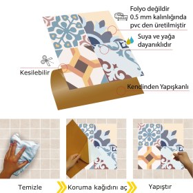 Resim Tink Kendinden Yapışkanlı Modern 4'lü Desenli Pvc Karo 30x30 cm (56 Adet) 5m2 