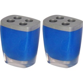 Resim 2 Adet Diş Fırçalık Gri Mavi Poliresin 8x4x11cm Banyo Seti Çok Renkli 