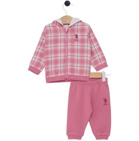 Resim U.S. Polo Assn. Kız Bebek Pembe 3'lü Takım Krem 