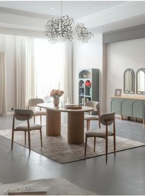 Resim Alva Bohem Natural Ahşap Masa Sandalye Takımı 80x180 Natural 