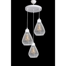 Resim Büyük Rustik Modern Tasarım Beyaz Renk - Cafe - Salon - Yatak Odası - Çocuk Odası Tel 3 Lü Avize 