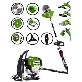 Resim Dragro DRG-7PR Y 4x4 7 Parça 2 Zamanlı Sırt Tipi Benzinli Motorlu Tırpan Ot Çim Çayır Biçme Kesme Makinesi 