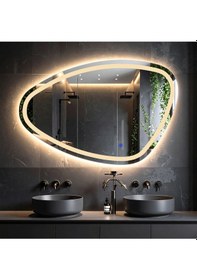 Resim Speci Günışığı Lazer Kumlamalı Lavabo & Banyo Aynası Dokunmatik Sensörlü 100 X 65 Cm 