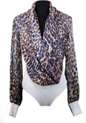 Resim pimood Lacivert Leopar Desenli Uzun Kollu Bluz Body 