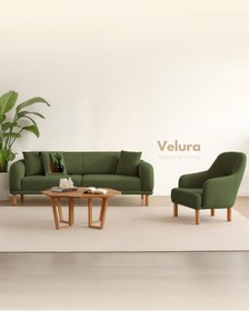 Resim Velura Home & Living Lara Koltuk Takımı & Oturma Grubu - Yeşil (3+3+1+1) 