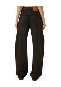 Resim Haikure Barrel Fit Jeans, Denim - Lüks Deri Detaylı Kadın Jean Kahverengi 