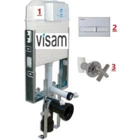 Resim Visam Gömme Rezervuar + Buton + Ara Kesme Valf 3'lü Set 