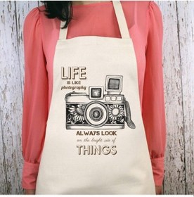 Resim Vintage Foto Kamera Su İtici Özellikli Mutfak Önlüğü 