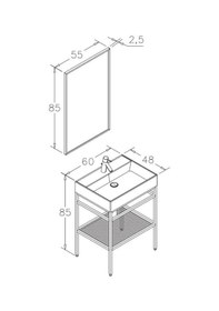 Resim Orka Capetown 60 Cm Beyaz Banyo Dolabı Takımı Beyaz 