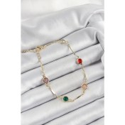 Resim Pirinç Asorti Model Gold Renk Zirkon Taşlı Kadın Bileklik 