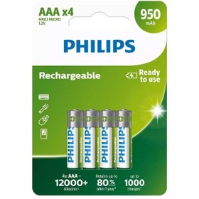 Resim Philips Şarj Edilebilir AAA 950 mAh X4 