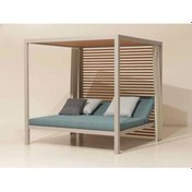 Resim BERZBUĞ LÜKS Zümrüt Ahşap Bahçe Yatak 180wX160dX180h Şezlong 