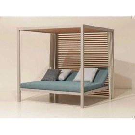 Resim BERZBUĞ LÜKS Zümrüt Ahşap Bahçe Yatak 180wX160dX180h Şezlong 