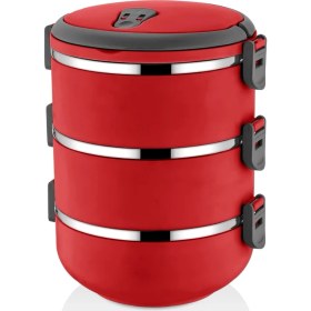 Resim mobgift Yeni Renk Kırmızı 3 Katlı Yemek Termosu Sefer Tası 2,25 lt 