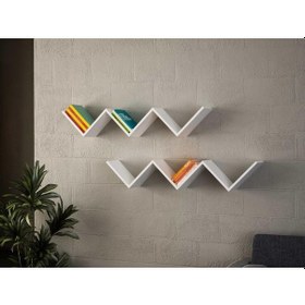 Resim Dekorister Zig Zag Kitaplık Beyaz 