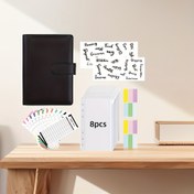 Resim A6 Boyutlu Bağlayıcı, Tasarımıyla 8 Fermuarlı Depolama Çantası ve 12 Rastgele Renk Bütçe Kayıt Sayfası içerir. 2 İngilizce Dekoratif Sticker ve 2 Renk Desenli Sticker ile birlikte gelir. Hem Ev veya Ev Depolama için Uygun Bir Nakit Yönetimi Bütçe Kitabı ve Hem de Ev veya Ev Depolama için Uygun Bir Esnek Kişisel Öğrenci Düzenleyici 