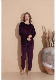 Resim Lukitus Pamuklu Kadife Pijama Takımı Kadife01 Mor 