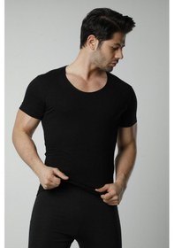 Resim Hmd 714 3'lü Derin Bisiklet Yaka Kısa Kollu Likralı T-shirt - Sıyah Siyah 