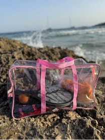 Resim 4nio Premium Şeffaf Pembe Renkli Bavul Plaj Çantası 