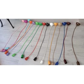 Resim Allians E27 Fransız Pembe Renk Duy, Kılıflı, 1 Metre Kumaş Kablo, Tavan Kanca 