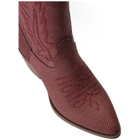 Resim Deery Hakiki Deri Bordo Kadın Çizme Bordo 