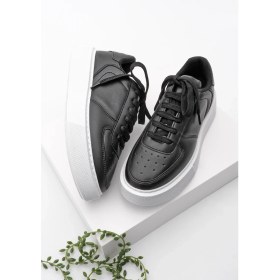 Resim Marjin Kadın Sneaker Yüksek Taban Bağcıklı Spor Ayakkabı Azin Siyah 