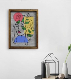 Resim Bk Home Woman Line Tasarımlı Doğal Masif Ahşap Çerçeveli Tablo 45 (551090077) 
