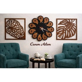 Resim Duvar Saati 40 Cm Çiçekler 30 Cm Şık Ve Modern No69 Çok Renkli 