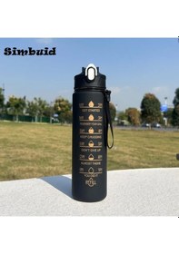 Resim 600ml/750ml/1000ml Spor Şişesi Zaman Ölçeği İle Açık Degrade Renk İçme Suyu 750-850ml Black-c 600ml To 1000ml 750-850ml Black-c 