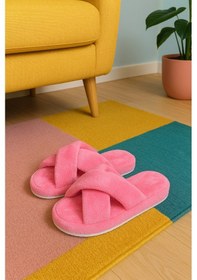 Resim Modafrato Smt-02 Çapraz Kadın Ev Terliği Kışlık Yünlü Terlik 