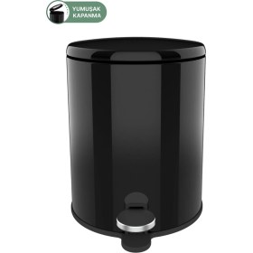 Resim 6 Lt Siyah Pedallı Çöp Kovası, Banyo, Mutfak ve Ofis Için Şık ve Pratik Tasarım 