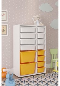 Resim Pratico Çok Amaçlı Oyuncak Dolabı Sarı Beyaz 2D4K8U Beyaz - Sarı 