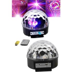 Resim LED Işık Disko Topu Bluetooth Hoparlörlü USB Müzik Çalar Kumandalı ( Lisinya ) 