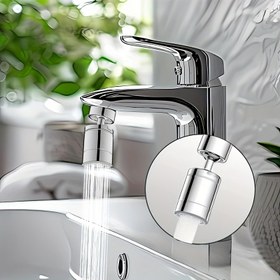 Resim 1 adet Alaşım + ABS Malzeme Mutfak Lavabosu Bubbler, 720° Dönen Kemer 2 Su Çıkış Modu, Çok Fonksiyonlu Su Tasarrufu ve Sıçrama Karşıtı Mutfak Lavabosu Musluk Bubbler, Musluk Nozulu Nozulu Nozulu, Mutfak Banyo Lavabosu Musluğu için Uygun, Şok Edici Hediye 