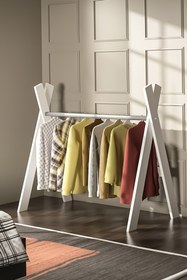 Resim Kelebek Askılık Kelebek Kıyafet Elbise Askısı Konfeksiyon Askılığı Ayaklı Katlanır Askı Beyaz 