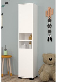 Resim Tokyo No 2 Raflı 2 Kapaklı Genç Odası Dolabı Beyaz 