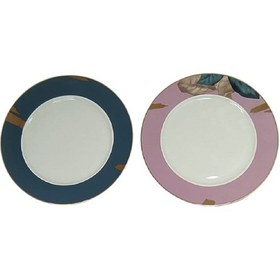 Resim Lucky Art Dekoratif Yaprak Desenli Altın Yaldızlı 6 Kişilik Servis Tabağı Desenli 